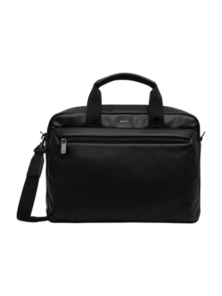 BOSS torba na laptopa z imitacji skóry Jace_Doc Case czarna