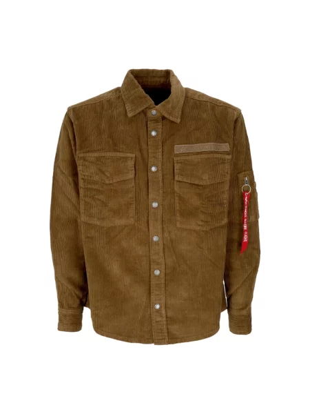 Kurtka koszulowa Alpha Industries z długim rękawem sztruksowa beżowa