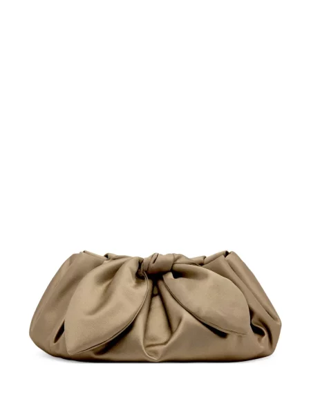Geantă plic Oscar De La Renta din satin maro