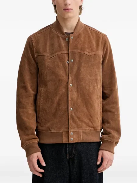 Kožená bunda Allsaints hnědá