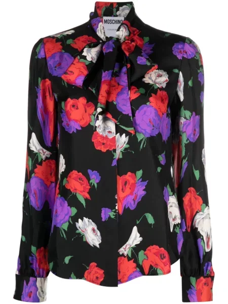 Bluză Moschino de mătase cu model floral cu imagine