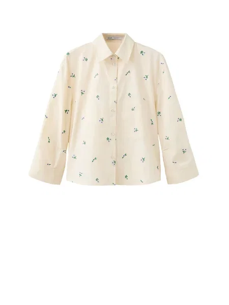 MANGO Bluză galben pastel / verde alb