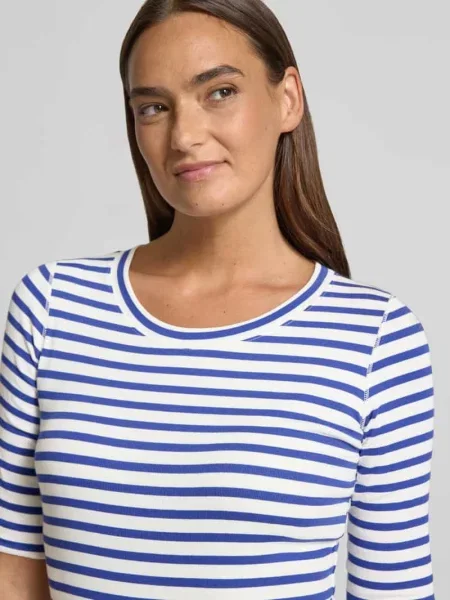 T-shirt z okrągłym dekoltem i rękawem o dł. S.oliver Red Label granatowa