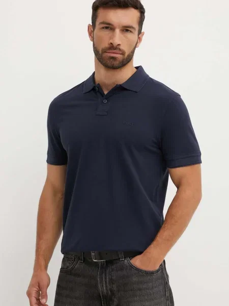 Boss Orange polo de albastru marin neted portocaliu