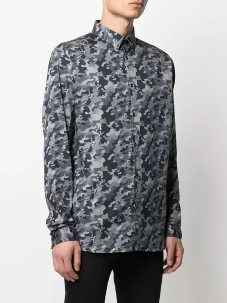 Cămașă Philipp Plein cu model camuflaj gri
