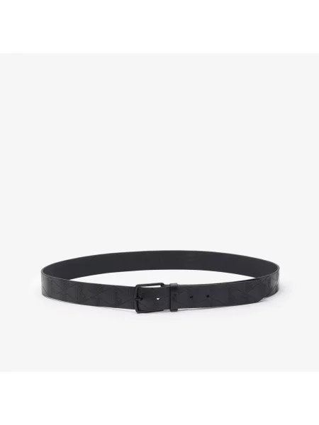 Lacoste Skórzany Pasek Z Monogramem granatowy