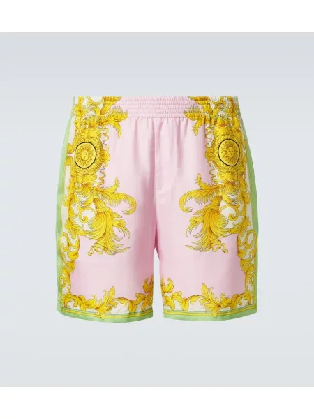 Pantaloni scurți Versace de mătase cu imagine