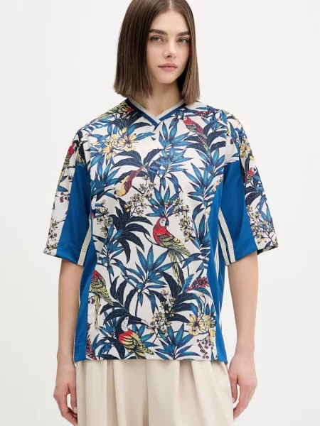 Adidas t-shirt x Farm Rio niebieska