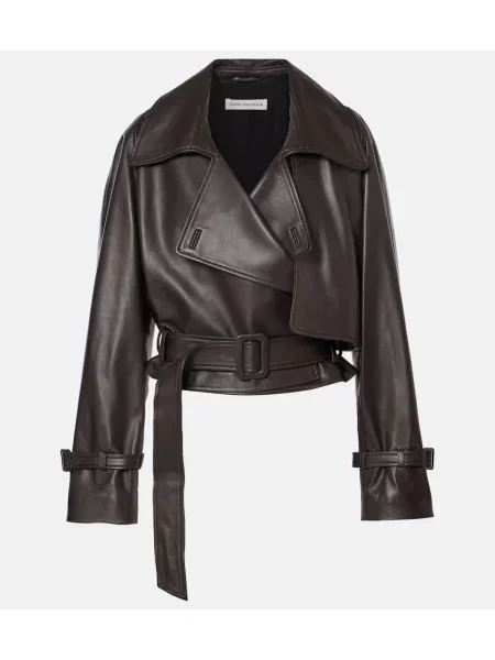 Kurtka skórzana Nour Hammour biker brązowa