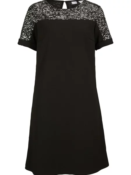 Sukienka z wstawką z cekinami czarna