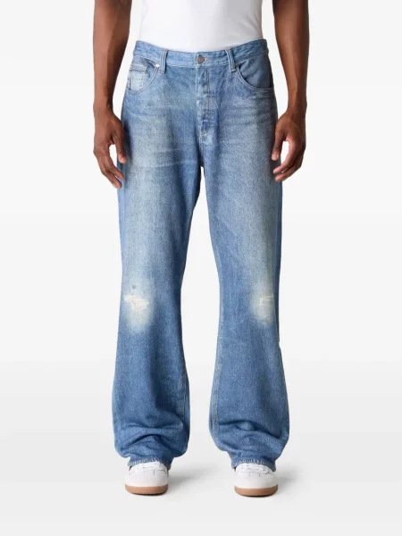 Blugi cu picior larg Other Matters Denim zdrențuiți albastru