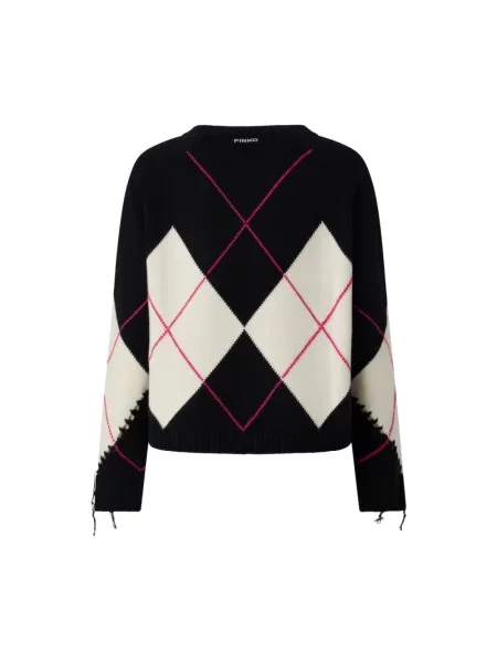 Sweter Pinko wełniany z okrągłym dekoltem czarny