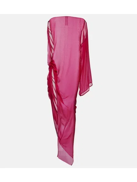 Rochie maxi Rick Owens de mătase drapată de costum roz