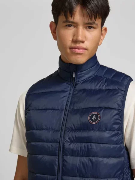 Kamizelka pikowana z zapinanymi na błyskawiczny model KINGSLEY' Jack & Jones granatowa
