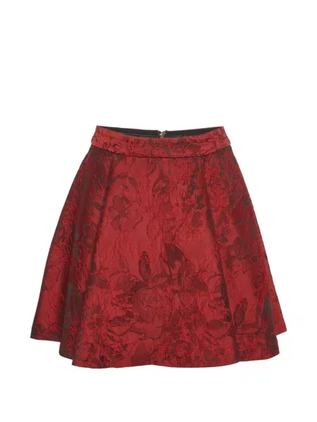 Fusta mini Alice + Olivia cu model floral din jacard evazată roșu