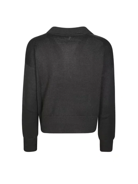 Sweter Dondup z dekoltem w serek brązowy