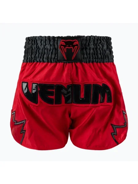 Pantaloni scurți de antrenament pentru bărbați Venum Inferno Muay Thai roșu/gri cărbune/negru negru