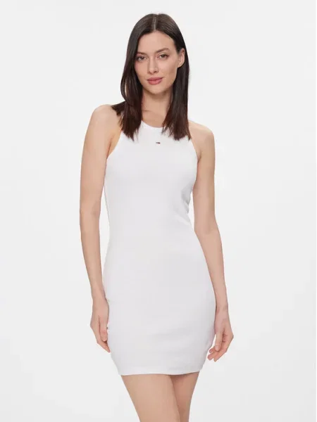 Tommy Jeans Rochie de vară Essential Skinny Fit alb