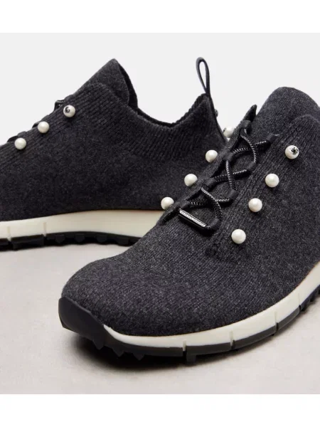 Sneakerși Jimmy Choo din cașmir negru