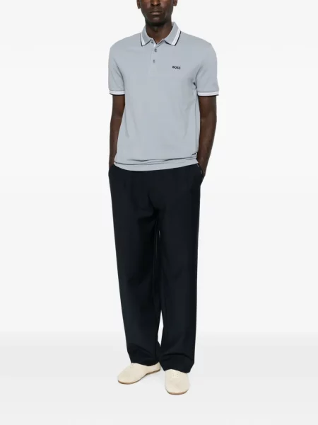 Tricou polo Boss cu autograf gri