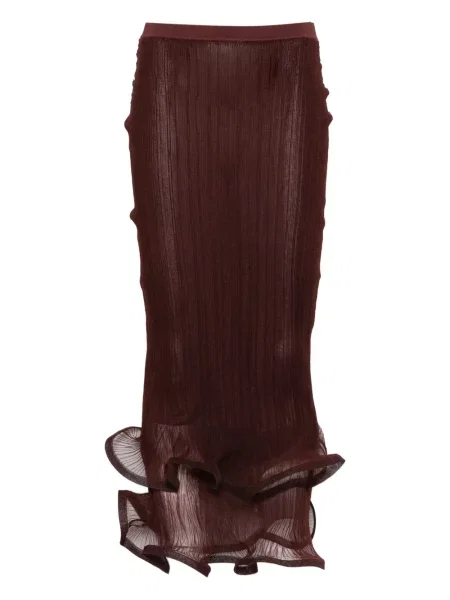 Fustă midi Simkhai cu volane până la genunchi maro