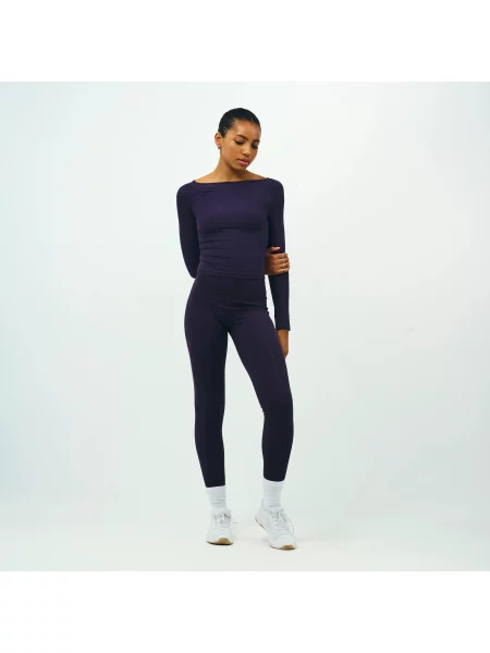 Legginsy sportowe Domyos Pilates fioletowe