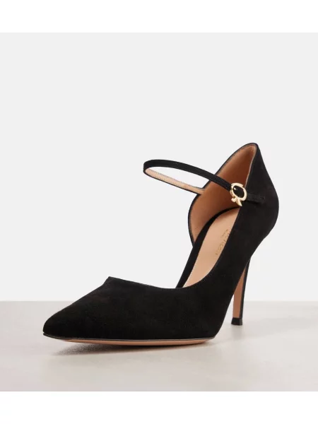 Pantofi cu toc Gianvito Rossi din piele de căprioară negru