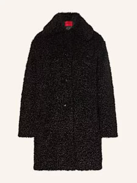 Hugo Płaszcz Z Pluszowego Materiału schwarz czarny