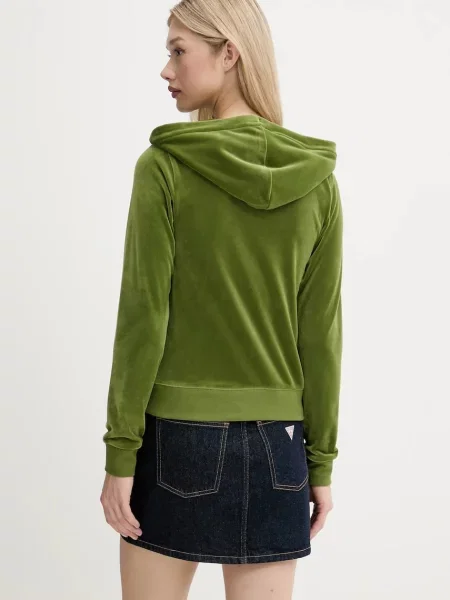 Mikina Juicy Couture ROBERTSON HOODIE s kapucí s aplikací zelená