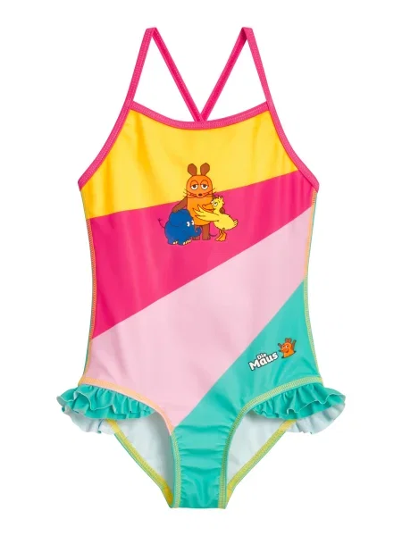 PLAYSHOES Costum de baie întreg Die Maus Freunde miere / verde jad / roz / roz galben