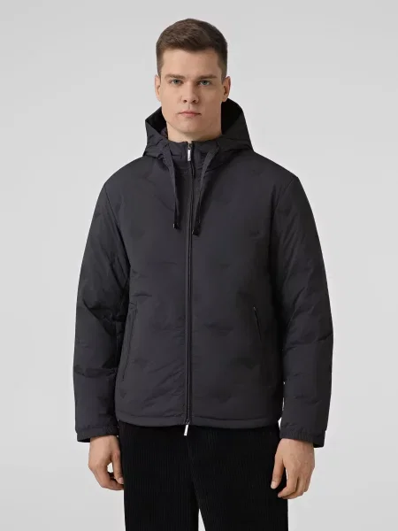 Пуховик Emporio Armani поліестер/еластан сірий
