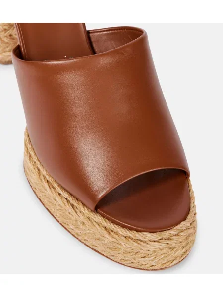 Papuci tip mules Christian Louboutin din piele cu platformă maro