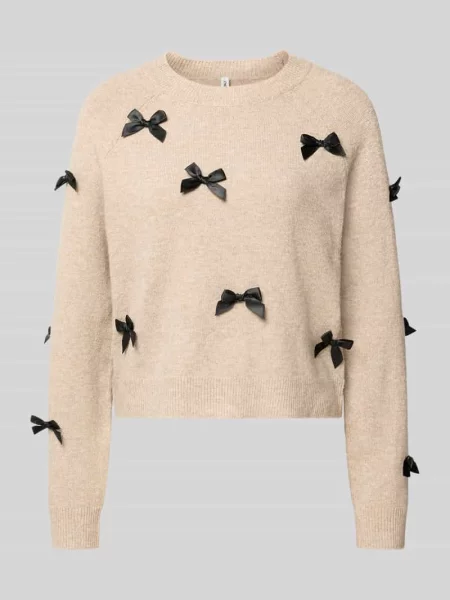 Sweter o kroju regular fit z raglanowymi rękawami model NOELLE' Only beżowy
