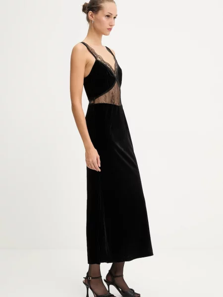 Велюрова сукня Never Fully Dressed maxi пряма чорний