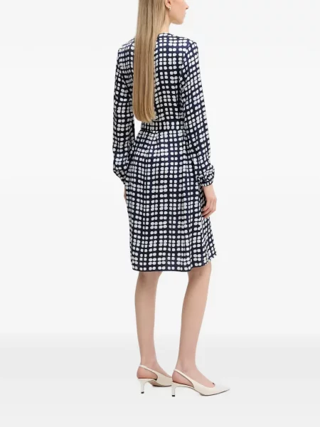 Rochie midi Marc Aurel cu imagine cu imprimeu geometric albastru