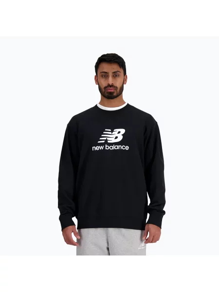 Mikina New Balance Stacked Logo French Terry Crew black černá