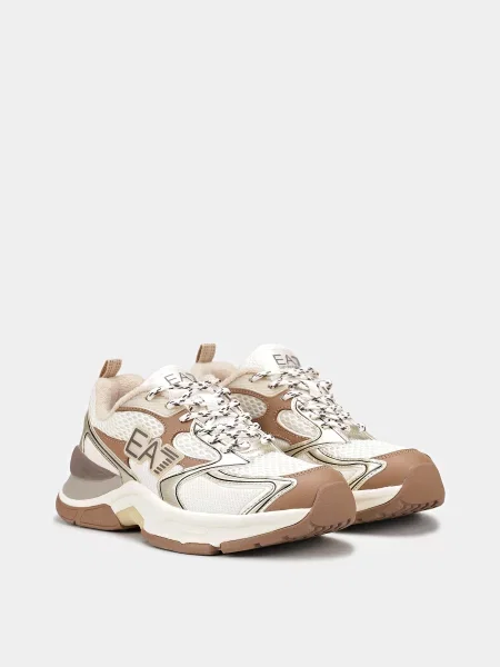 Жіночі Кросівки беж/меланж поліестер/шкіра з покр./поліур