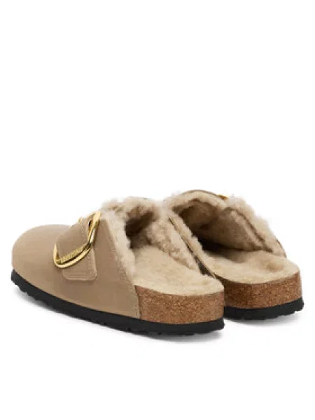 Ovčje kože natikači Birkenstock z zaponko bež