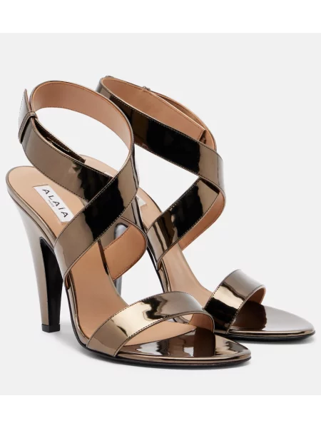 Sandale Alaïa din piele cu lentilă oglindă maro