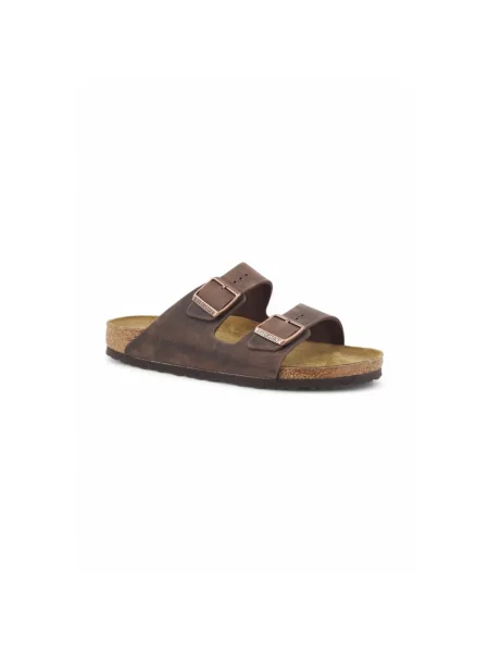 Klapki Birkenstock skórzane brązowe