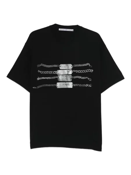 Tricou Alexander Wang cu decolteu rotund negru