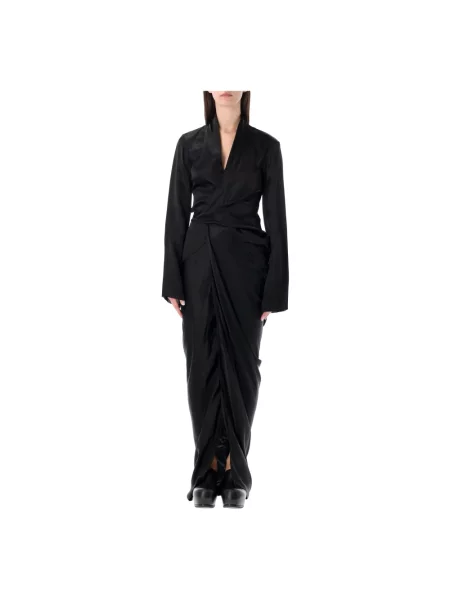 Długa sukienka maxi Rick Owens kopertowa czarna