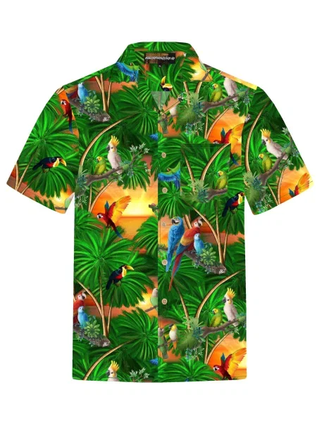 Hawaiihemdshop.de Košulja Hawaiihemd "Jungle Parrots"' zelena