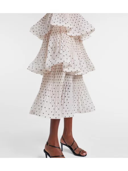 Rochie midi Zimmermann cu buline până la genunchi de costum alb