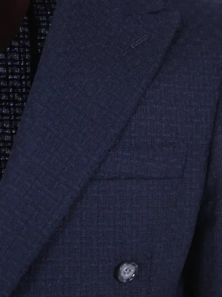 Kostkované dvouřadé sako Barba modré