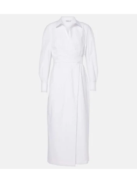 Ovijalna obleka Max Mara keper na preklop bela