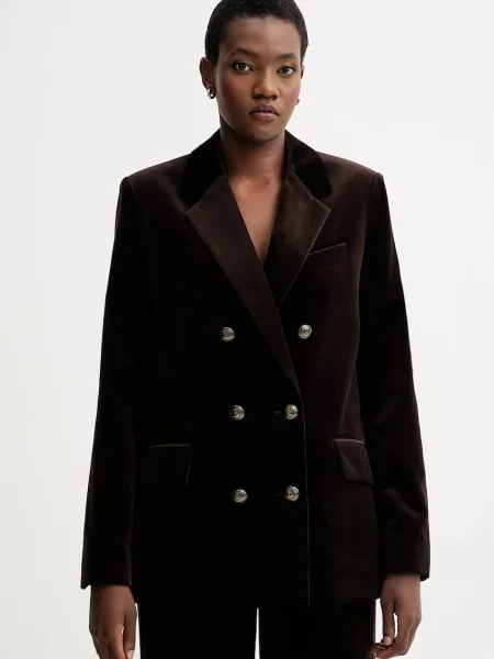 ZADIG&VOLTAIRE jachetă de catifea cu două rânduri de uni maro