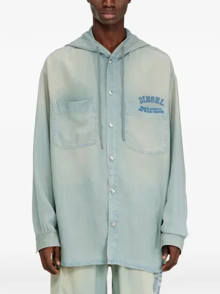 Košulja Diesel s kapuljačom plava