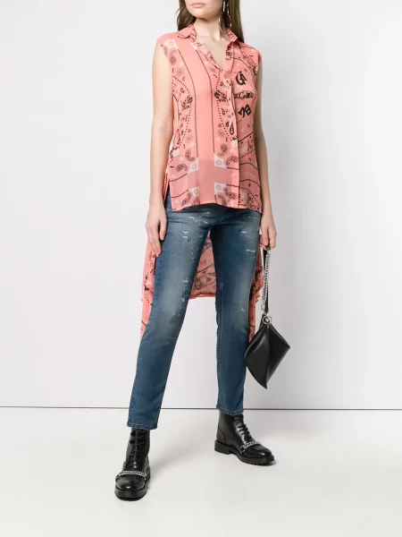 Boyfriend дънки Diesel с протрити краища синьо