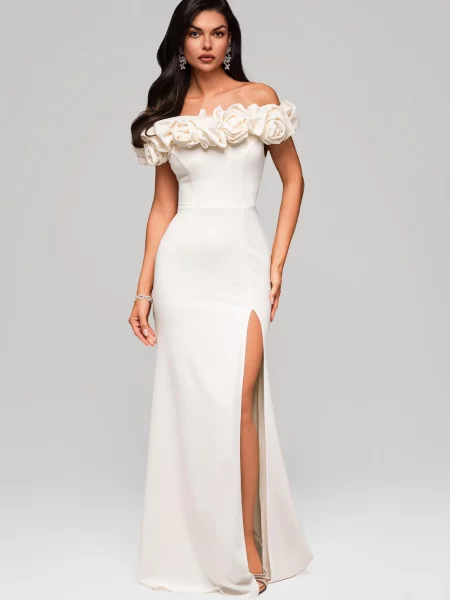 Ombre Rochie de seară ecru alb